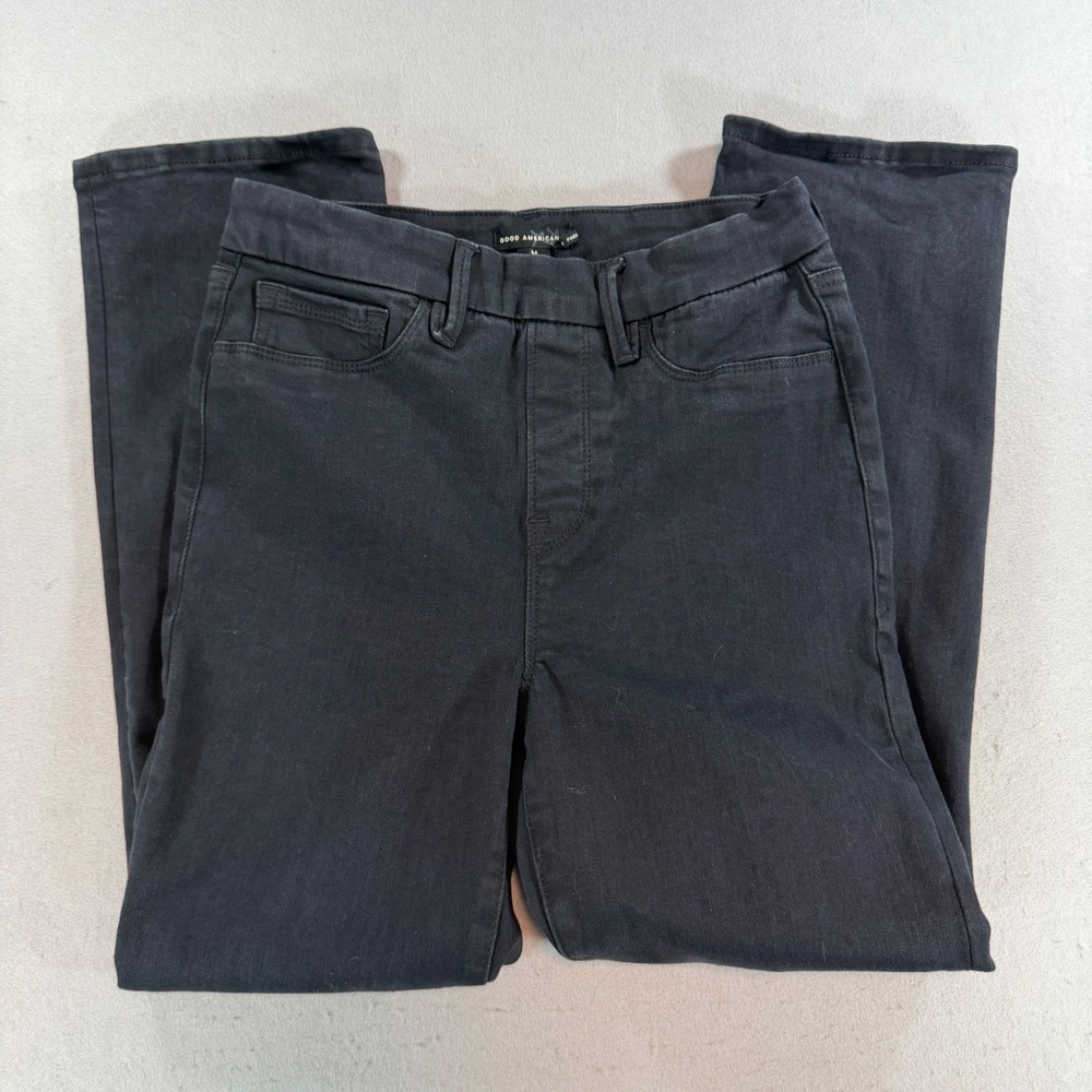 Good American Pull On Straight Jeans Women's M 29 Black High Rise GLS478BT